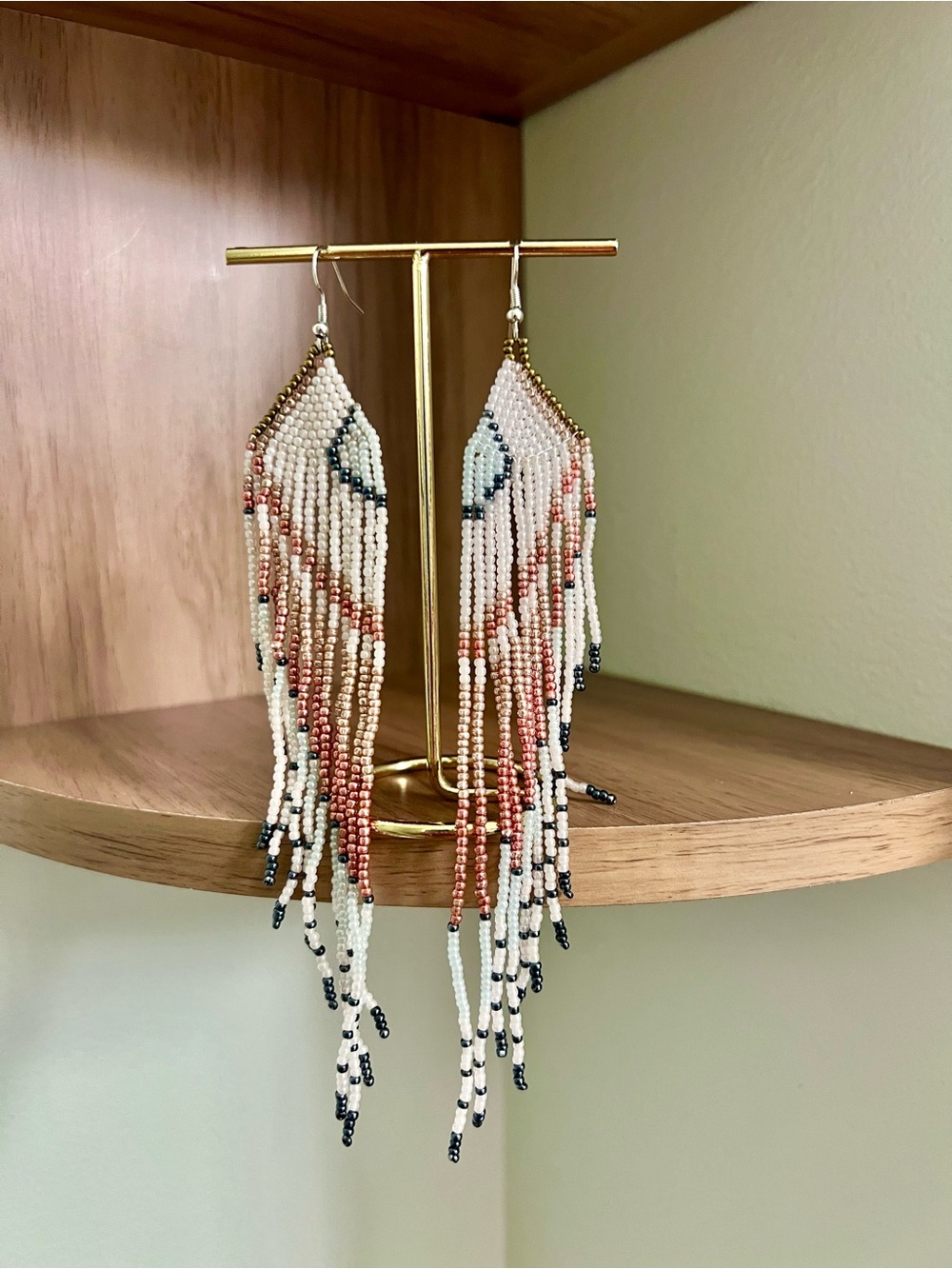 Beaded Pale Pinks and Blues Waterfall Earrings